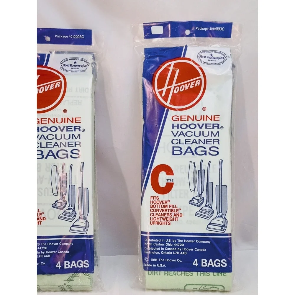 2 - NEW‎ Hoover Type C Upright Vacuum Cleaner Bags 40100003C Genuine OEM 4 PACK